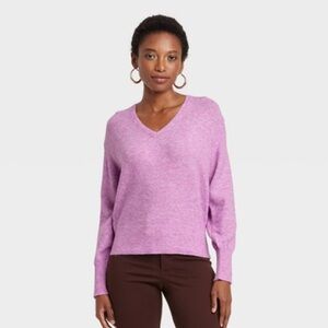 a new day Women's Lavender V-Neck Sweater